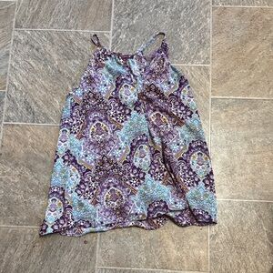 Purple and Blue Patterned Women's Top